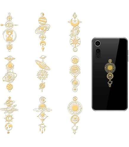 OLYCRAFT 9Pcs Magic Theme Metal Energy Stickers - Orgone Pyramid Golden Stickers For Crafts, Phones, Water Bottles (1.6x1.6 Inch) - View #5