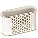 Makeup Brush Holder, Diamond Lattice Bathroom Organizer Countertop, Decorative Bathroom Counter/Vanity Organizer, 3 Slot Cosmetic Brushes Caddy/Hair Accessories Storage, Gift Packaged (White/Gold)