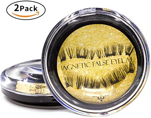 Magnetic Eyelashes Set | Reusable False Full Natural Two Magnets Dual Lashes | Beauty Kit Of 2 Boxes | Special BONUS Makeup Sponge + Holder | Short And Long Size | Includes A Pink Eyelash Applicator