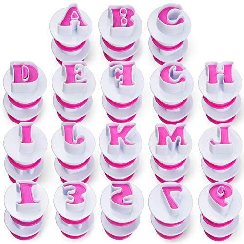 FANGSUN Large Alphabet & Numbers Fondant Cake Mold, Cookie Stamp