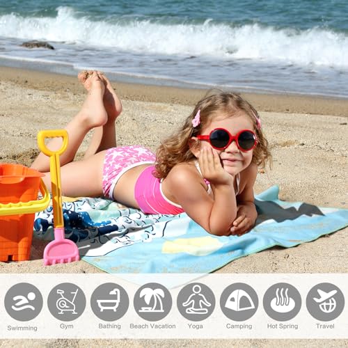 Funny Cat Beach Towel,Surfer Cat Beach Towel Battle Blue Ocean Great Wave Cotton Blend Towel Soft Absorbent for Kids Men Women Camping Towel for Gym, Hiking, Pool, Bath, Yoga,Travel Vacation