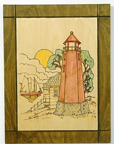 Lighthouse, Nautical Wood Wall Art, Pyrography Art