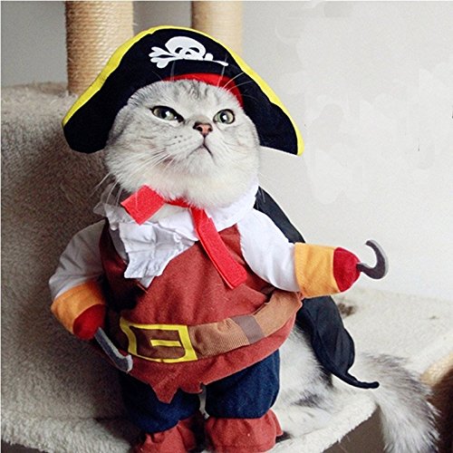 HULISEN Funny Pet Clothes & Hat Caribbean Pirate Dog Cat Costume Suit Corsair Dressing up Party (4 Sizes Optional)
