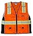 Kishigo Premium Black Series Heavy Duty Unisex Reflective Safety Vest 1514, ANSI Type R / Class 2 Compliant, 6 Pockets - Pencil & Radio Pockets, Reflective Silver Lining & Black Trim (Orange, 3X)