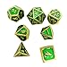TYZEST 7 Pack Metal Dice Set, DND Dice Set-Polyhedral Dice Set-RPG Dice Set Dungeons and Dragons DND RPG MTG Table Dice with Free Pouches (Green)