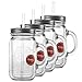 Aladdin 4 Pack 32oz Plastic Mason Jar Set Handled Lidded Tumbler Drinking Cup Mug Glasses & Straws