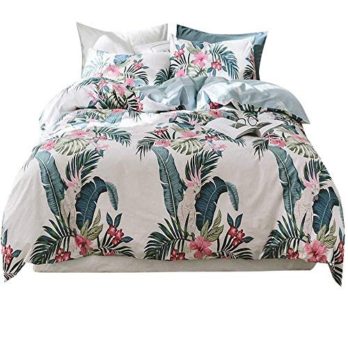 AMWAN Tropical Floral Duvet Cover Set Twin Fresh Soft Cotton