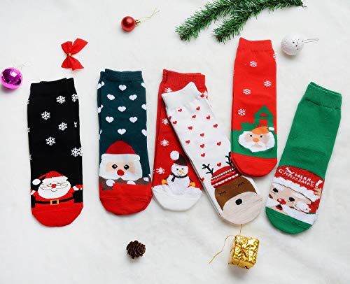 Christmas Cotton Socks,Aniwon 6 Pairs Funny Christmas Holiday Socks Printed Crew Socks Soft Warm Winter Casual Socks for Women Men