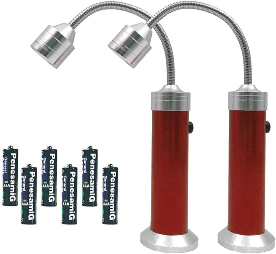 Elite Brands USA BBQ Grill LED Light with Magnetic Base, Flexible Gooseneck, Multipurpose Usage for Barbecue Grilling Camping Emergency, Batteries Included, Value Pack of 2 (Red)