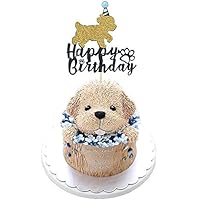 Maydolbone Dog Happy Birthday Cake Toppers - Puppy Pet Party Cake Decorations Supplies