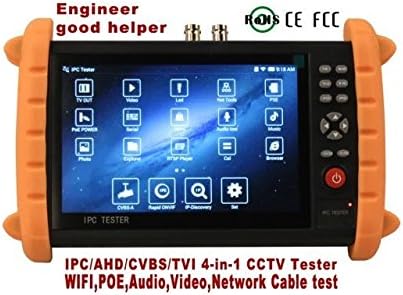 GXA 4-in-1 CCTV Tester for HD IP/AHD/CVI/Analog Cameras, 1080P,Audio-In+Out,DC12V/2A output,Network Cable Tester, 7inch Touch Screen,WiFi,DC5V for USB phone/Camera for Video Monitoring System.