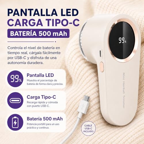Rechargeable Electric Lint Remover – Lint and Pillar Remover for Clothes, Sofas and Blankets – Portable Machine with USB, Precision Blades