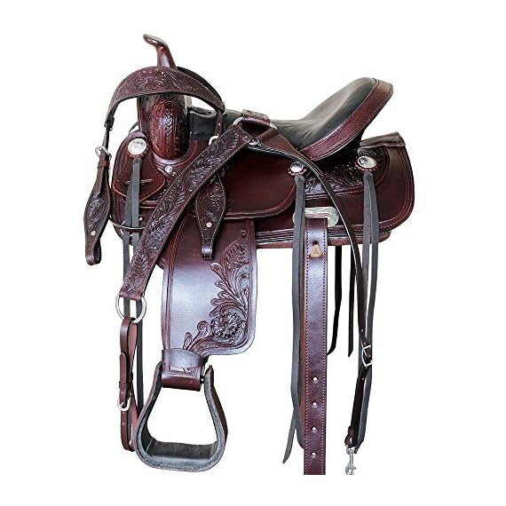 COMFYTACK-15-Western-Leather-Horse-Tree-Saddle-Trail-Pleasure-Endurance-TACK-Set-Mahogany