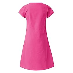 Women's Summer Cotton Linen Dress Loose V-Neck