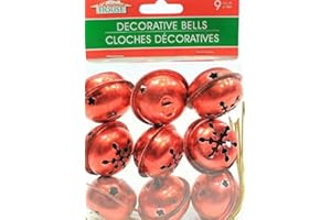 (Pack of 2) 9 Large Christmas House Aged Finish Snowflake Cutout Jingle Bells (Red)