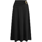 CIDER Womens Midi Skirt Ruched High Waist Elegant Casual Skirt