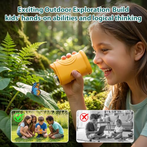 PINREK Kids Microscope 1000X Digital, Handheld Adventure Microscope for Kids, Pocket Microscope Video Record with 32G Memory Card, Portable Magnifying Glass Miniscope, Great Gift for Boys Girls