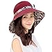 HINDAWI Womens Sun Hat Summer Reversible UPF 50+ Beach Hat Foldable Wide Brim Cap, Wine