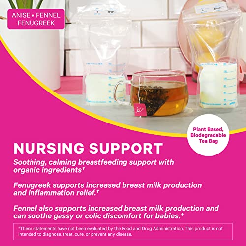 Pink Stork Lactation Support Tea Organic Herbal Mint Nursing Tea for