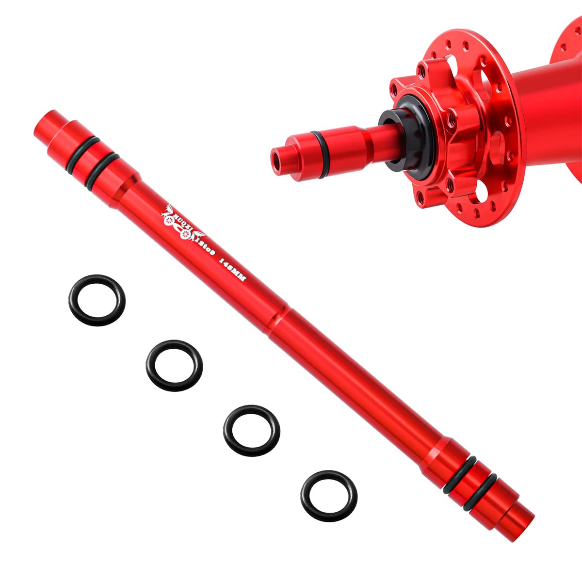 MUQZI Bicycle QR Adapter 12 to 9mm Front Wheel Hub Adapter 148mm Thru Axle Hub Quick Release for Mountain Road Bike, Red