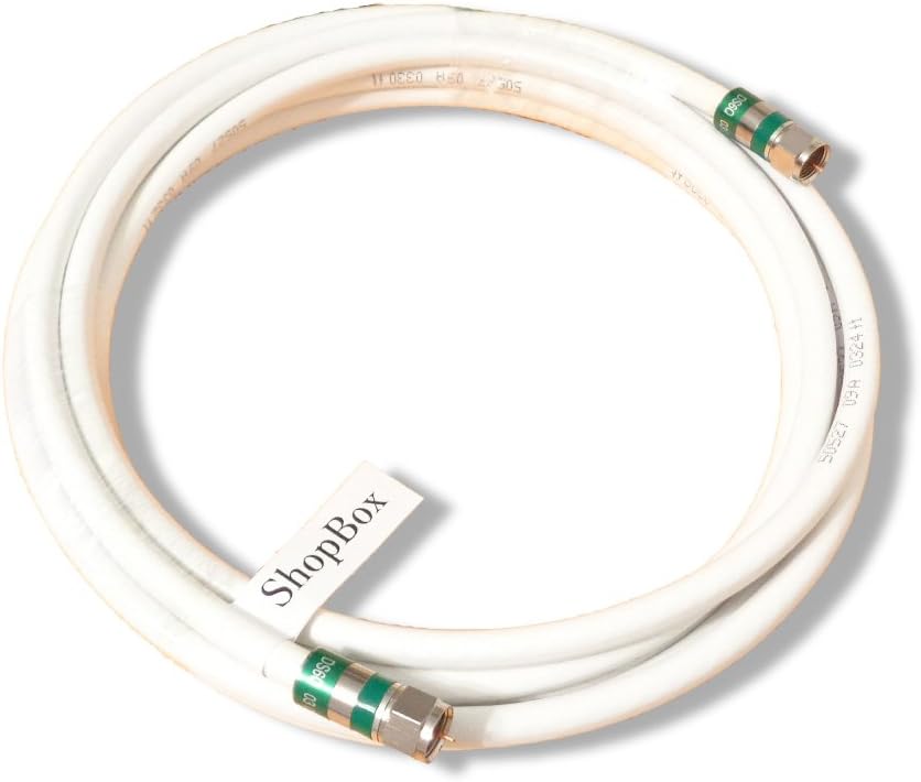 ShopBox White Quad Shield RG-6 Coax 75 Ohm Cable for (CATV, Satellite TV, or Broadband Internet) (10 Foot)