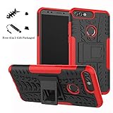 Honor 7c / Nova 2 Lite / Y7 Prime 2018 case,LiuShan Shockproof Heavy Duty Combo Hybrid Rugged Dual Layer Grip Cover with Kickstand for Huawei Honor 7c / Nova 2 Lite / Y7 Prime 2018 Smartphone,Red