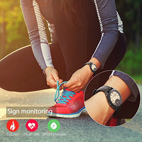 INCHOR Hybrid Smart Watch Stainless Steel with Leather Strap, Heart Rates,Sleep, Blood Pressure Monitor,Calorie Distance Counter Pedometer,Event Vibrates Reminder Fitness Tracker Smartwatch - Thumbnail 3