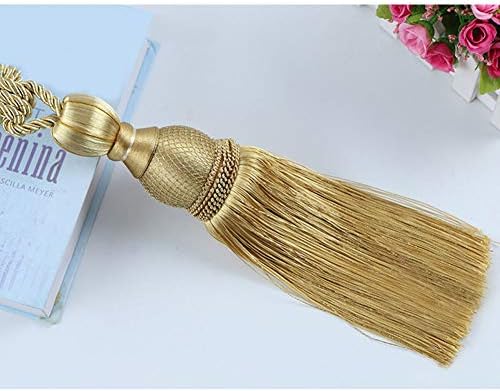Excellent112 2PCS Lantern Tassel Curtains Tiebacks Handmade Curtain Rope Clips Holdbacks Ball Window Treatments(Gold)