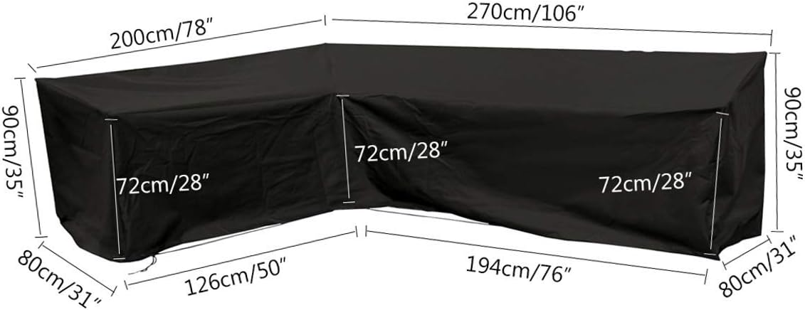 ESSORT Patio Cover, Large Outdoor Sectional Furniture Set Cover, Table Chair Sofa Covers, Waterproof Dust Proof Anti UV/Wind, Protective Cover for Garden (78''x106''x35'' L-Shaped Sofa Cover) : Garden & Outdoor