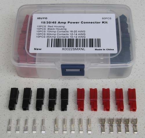 IEUYO 60 PCS 15/30/45 Amp Power Connectors Assortment Kit, Quick Disconnect Terminals Connectors, Battery Connector Modular Power Connector Kit Come Unassembled in Box, AWG10-20