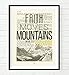 Faith Moves Mountains, Mark 11:23, Christian Unframed Reproduction Art Print, Vintage Bible Verse Scripture Wall and Home Decor Poster, Inspirational Gift, 5x7 inches