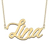 GR35Z9 Lina Name Necklace Gift for Her His Friend
