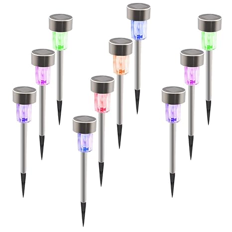 GreeSuit Jardín de 10 paquetes poste solar luces vistoso RGB LED