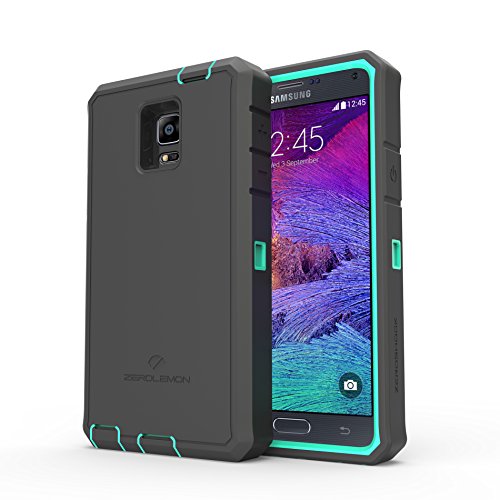 Samsung Galaxy Note 4 Rugged Case,Zerolemon ZeroShock Rugged Case + Belt Clip [Battery NOT Included] (Fits All Versions of Galaxy Note 4) [180 days ZeroLemon Warranty Guarantee] - Mint/ Black