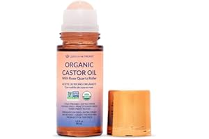 QUEEN OF THE THRONES® Organic Golden Castor Oil Roll-On with Rose Quartz | 100% Pure for Skin, Brows & Lashes and less mess Castor Oil Packs | Hexane-Free | USDA Certified | Cold-Pressed 1.7oz (50mL)