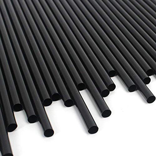 DuraHome Black Plastic Straws Individually Wrapped 1000 Pack 8 inch