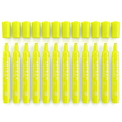 image for Arteza Highlighters Set of 64, Yellow Color, Wide Chisel Tips, Bulk Pa