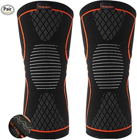 Figure And Fit Knee Support - Knee Compression Sleeve Support (1 Pair) - Knee Compression Sleeve - Anti Slip Knee Brace Super Elastic Breathable Knee Compression Sleeve Help Joint Pain Relief