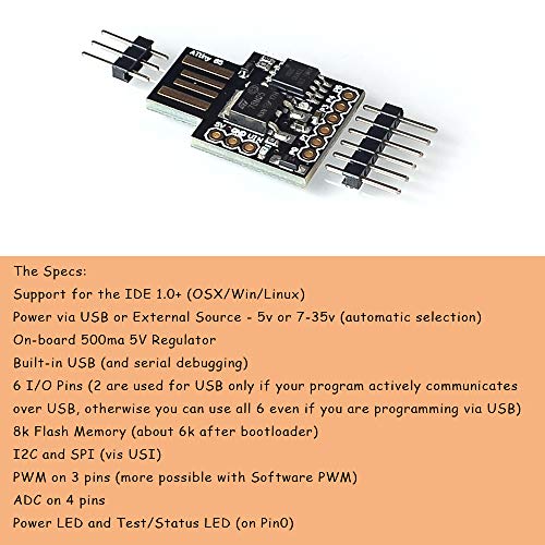 Comimark 5Pcs Digispark Kickstarter ATTINY85 for Arduino General Micro USB Development Board