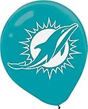 Miami Dolphins Printed Balloons NFL Football Sports Party Decoration, Latex, 12