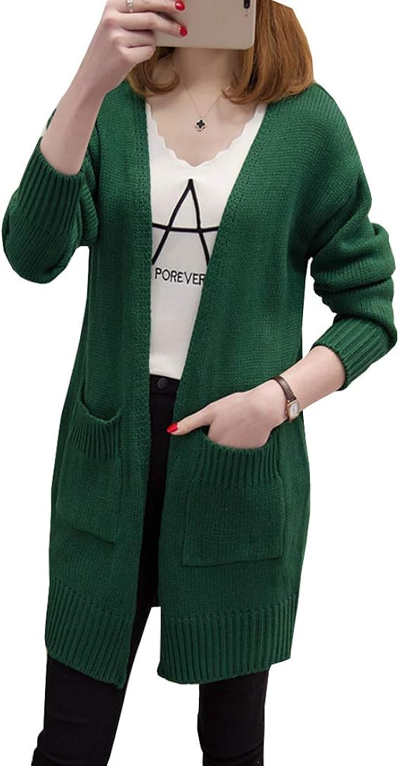 Amazon Co Jp ロングカーディガン レディース 前開き ニット セーター 無地 おしゃれ 着心地 柔らかい アウター 体型カバー 長袖 秋冬服 通勤通学 服 ファッション小物