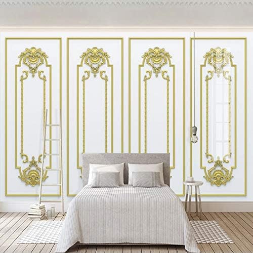 Pintura de pared personalizada 3D yeso en relieve celosía dorada estilo