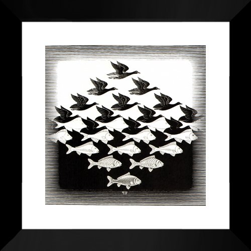Sky and Water I 20x20 Framed Art Print by M.C. Escher