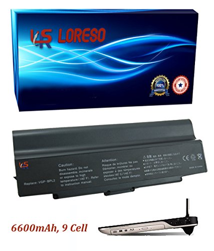 Laptop Battery Sony VAIO VGN-AR290FG VGN-AR290G VGN-AR300 VGN-AR31E VGN-AR31M VGN-AR31MR VGN-AR31S (Loreso Replacement Part) - 6600mAh, 9 Cell