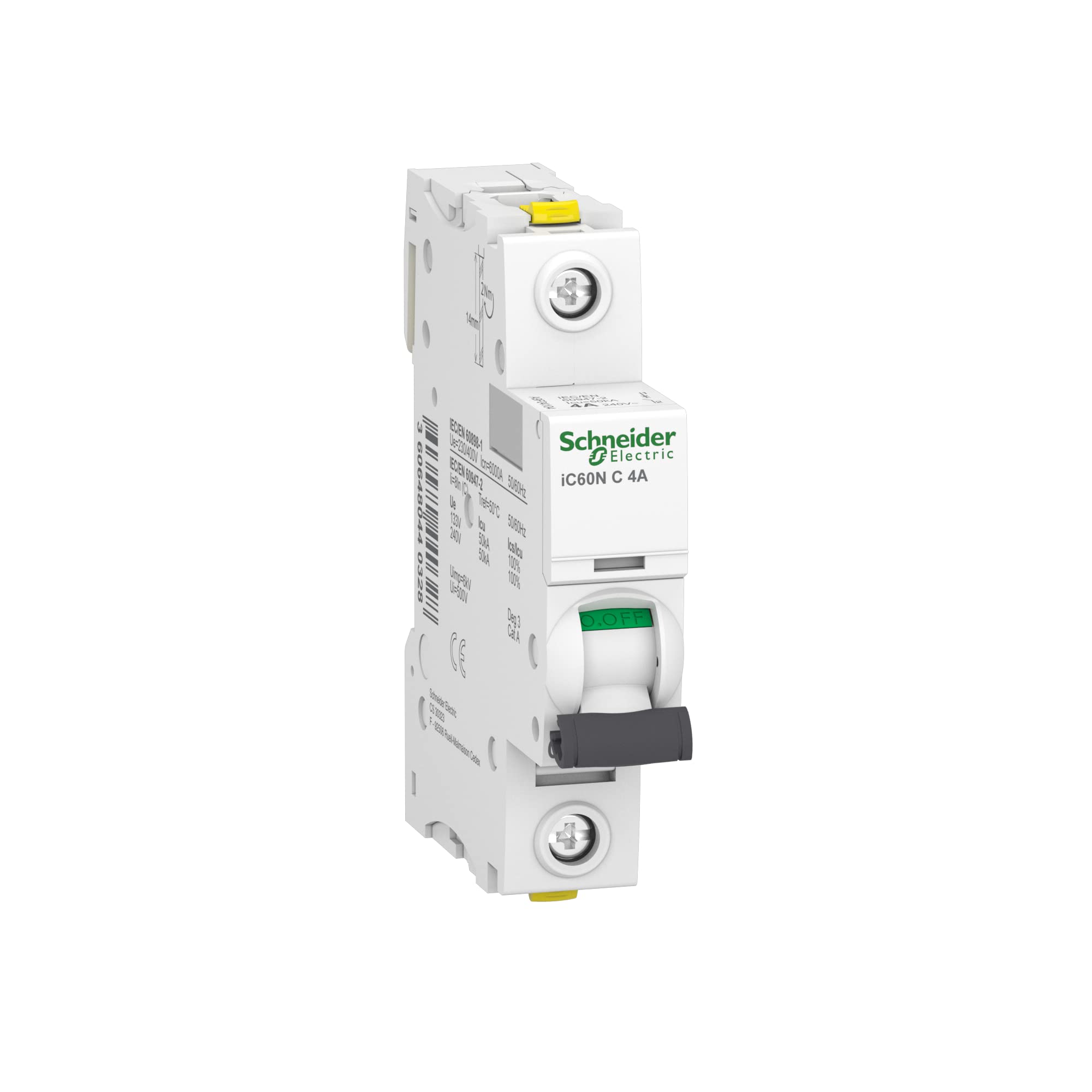 Schneider Electric Circuit Breaker ACTI9 IC60N 1P 4A C, A9F04104