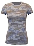 Kavio! Junior Heather Camouflage Short Sleeve Silicone Wash Camo Blue M
