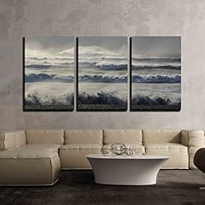 3 Piece Canvas Wall Art - Iceland Nature - Modern Home Art Stretched and Framed Ready to Hang - 16"x24"x3 Panels