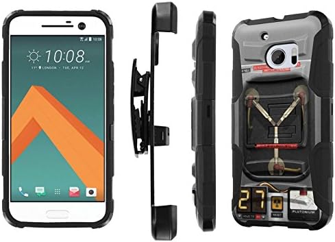 HTC 10 Case, [NakedShield] [Black/Black] Heavy Duty Holster Armor Tough Case + [Screen Protector] - [Flux Capacitor] for HTC One M10 / HTC 10