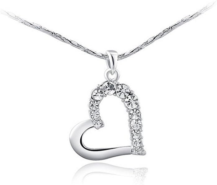 Candy Jewelry Fashion half Diamond Heart Necklace