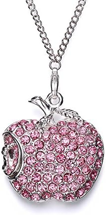 WEITASI Jewelry Crystal Apple Shape USB 2.0 Flash Drive 8GB/16GB/32GB/64GB U Disk With Gift Packaging For PC,Pink Necklace
